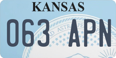KS license plate 063APN