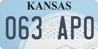 KS license plate 063APO