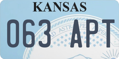 KS license plate 063APT