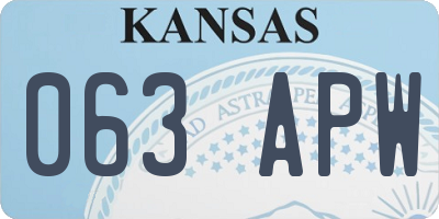 KS license plate 063APW