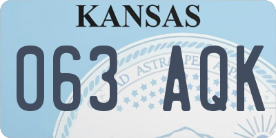 KS license plate 063AQK