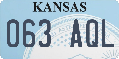 KS license plate 063AQL