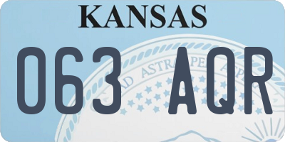 KS license plate 063AQR