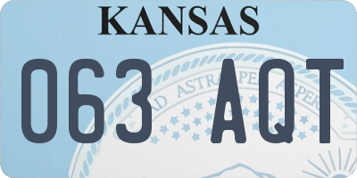 KS license plate 063AQT
