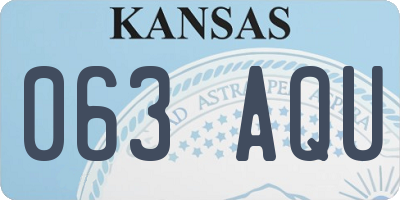 KS license plate 063AQU