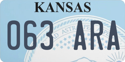 KS license plate 063ARA