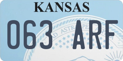 KS license plate 063ARF
