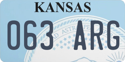 KS license plate 063ARG