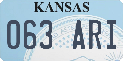 KS license plate 063ARI