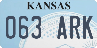 KS license plate 063ARK