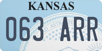 KS license plate 063ARR