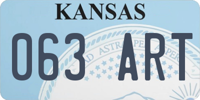 KS license plate 063ART