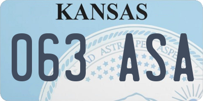 KS license plate 063ASA