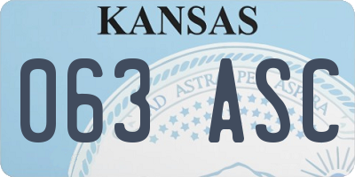 KS license plate 063ASC