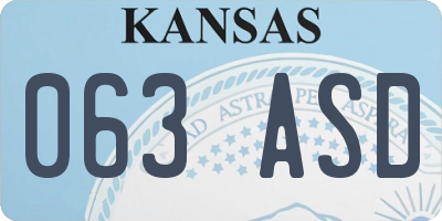 KS license plate 063ASD