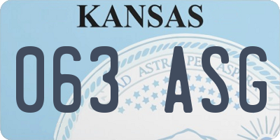 KS license plate 063ASG