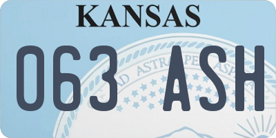 KS license plate 063ASH