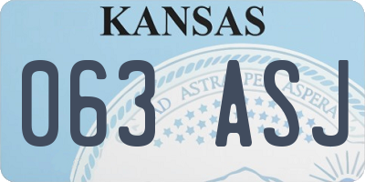 KS license plate 063ASJ