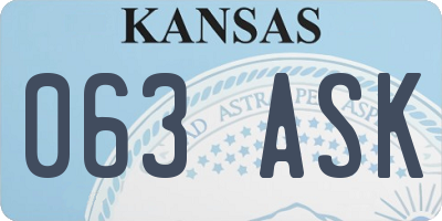KS license plate 063ASK
