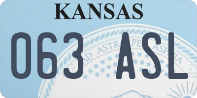 KS license plate 063ASL