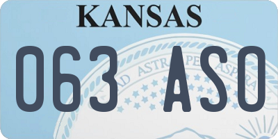 KS license plate 063ASO