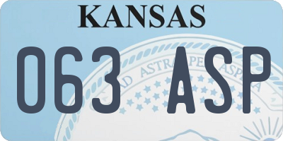 KS license plate 063ASP