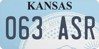 KS license plate 063ASR