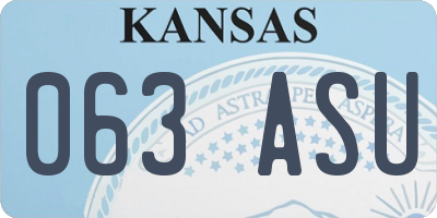 KS license plate 063ASU