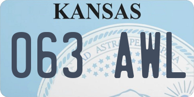 KS license plate 063AWL