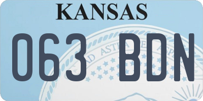KS license plate 063BDN