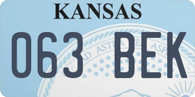 KS license plate 063BEK