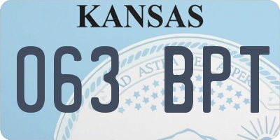 KS license plate 063BPT