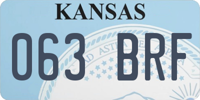 KS license plate 063BRF