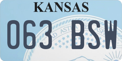 KS license plate 063BSW