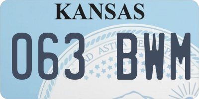 KS license plate 063BWM