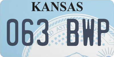 KS license plate 063BWP