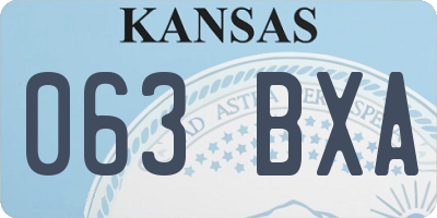 KS license plate 063BXA