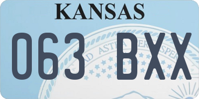 KS license plate 063BXX