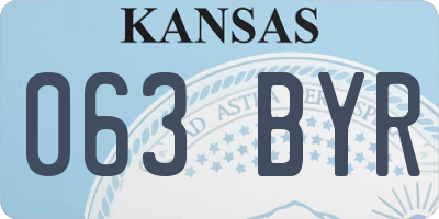 KS license plate 063BYR