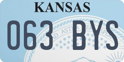 KS license plate 063BYS