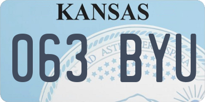KS license plate 063BYU