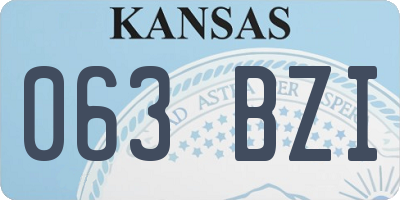 KS license plate 063BZI