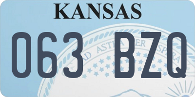 KS license plate 063BZQ