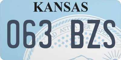 KS license plate 063BZS