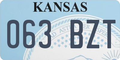 KS license plate 063BZT