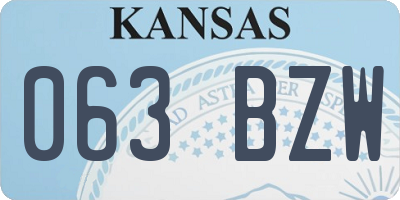 KS license plate 063BZW