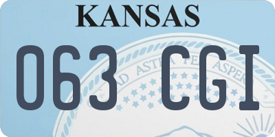 KS license plate 063CGI