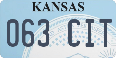 KS license plate 063CIT