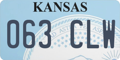 KS license plate 063CLW