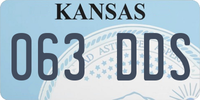 KS license plate 063DDS